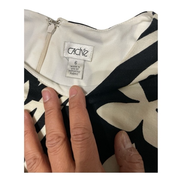 Caché black and white patterned long sleeve midi dress size 8 - Picture 5 of 9